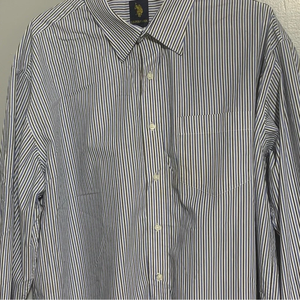 US Polo Assn Mens Long Sleeve Button Down Shirt Size XL Blue Black ‎ Plaid